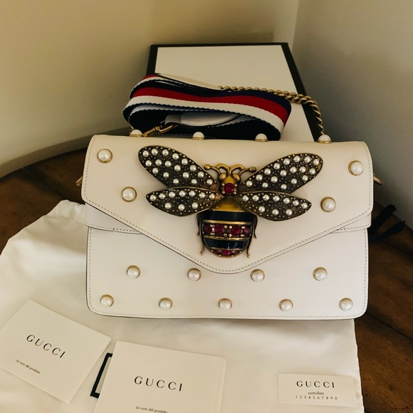 Gucci Broadway Bee ๐ Crossbady Pearl studded Ivory - Picture 6 of 12